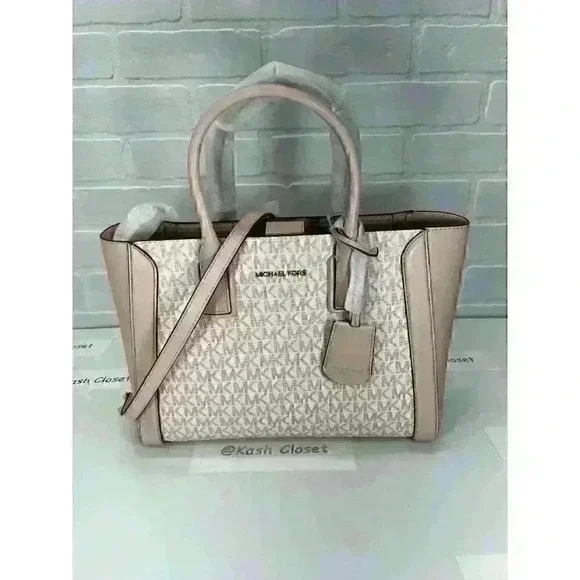 Michael Kors Kali Satchel MD Purse Ipad Case Tote Shoulder Bag Opticwht Rose Gld